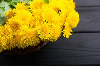 Sarı karahindiba çiçeği ile Sepet