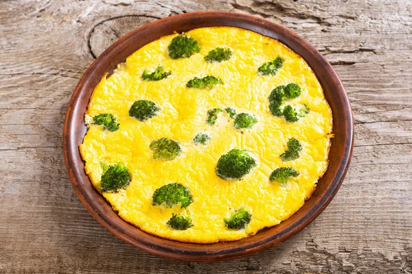 Italienisches Gesundes Frühstück Omelette Mit Brokkoli Hintergrund Der Nahrungsmittel — Stockfoto