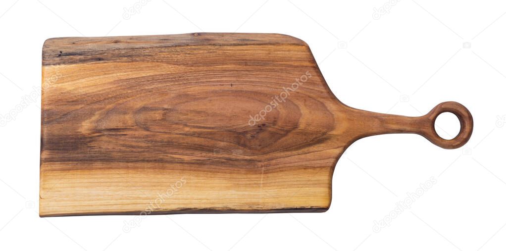 Rustic wooden board . Isolated on white background . With clipping path included.