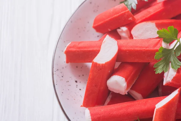 Krabí Tyčinky Rybího Proteinu Surimi Mořské Plody Pozadí — Stock fotografie