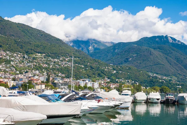 Fondo Pacífico Puerto Deportivo Suiza Lago Maggiore — Foto de Stock