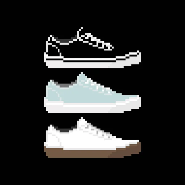 Pixel Sneakers Pixel Shoes Vector Illustration — Stock Vector
