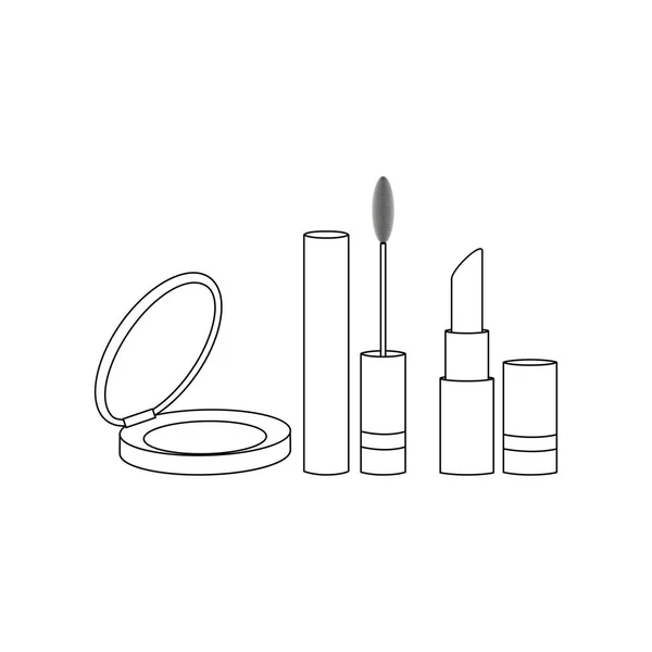 Siyah Beyaz Kozmetik Simgesi Güzellik Makyaj Kozmetik Ürünleri — Stok Vektör