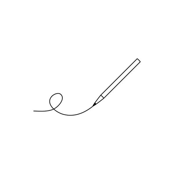 鉛筆アイコンです 白い背景の上にペンで曲線アイコン 黒と白の細い線のスタイル — ストックベクタ
