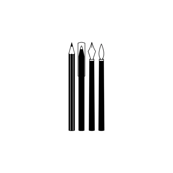 Herramientas Dibujo Set Dibujado Mano Estilo Línea Fina Blanco Negro — Vector de stock