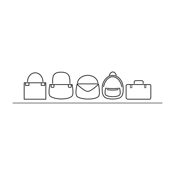 Icono Estilo Línea Delgada Conjunto Bolsas — Vector de stock