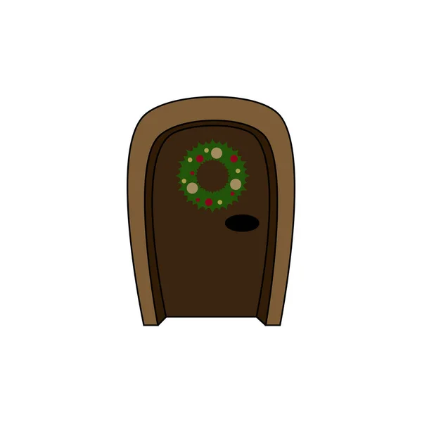 Рождественский Венок Двери Новогодняя Икона — стоковый вектор