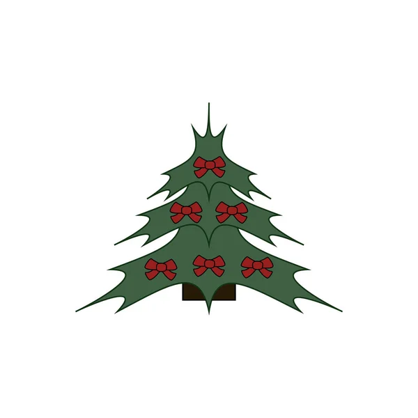 Weihnachtsbaum Symbol Auf Weißem Hintergrund Schöne Schleifen Weihnachtsbaum — Stockvektor