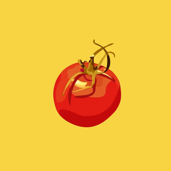 Vektortomaten Symbol Schöne Tomate Auf Gelbem Hintergrund — Stockvektor