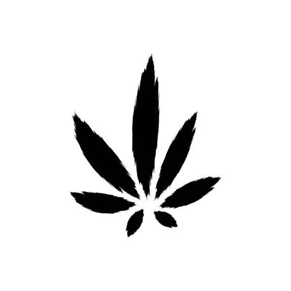 Marihuána Vagy Kannabisz Fekete Fehér Ikonra Növény Levél Vektor Illusztráció — Stock Vector