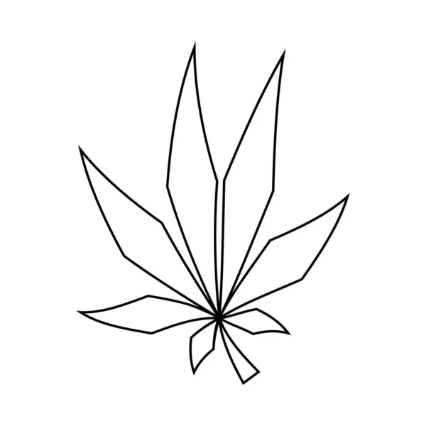 Marijuana Eller Cannabis Svart Och Vit Ikon Växt Blad Vektor — Stock vektor