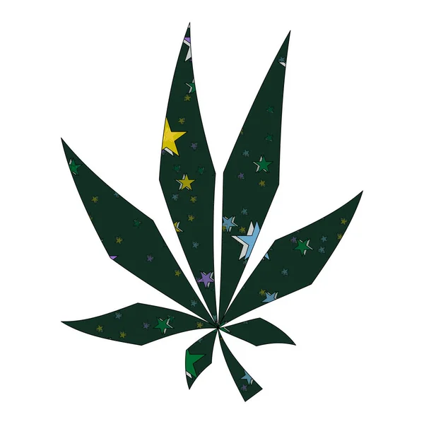 Marijuana Eller Cannabis Ikon Växt Blad Vektor Illustration — Stock vektor