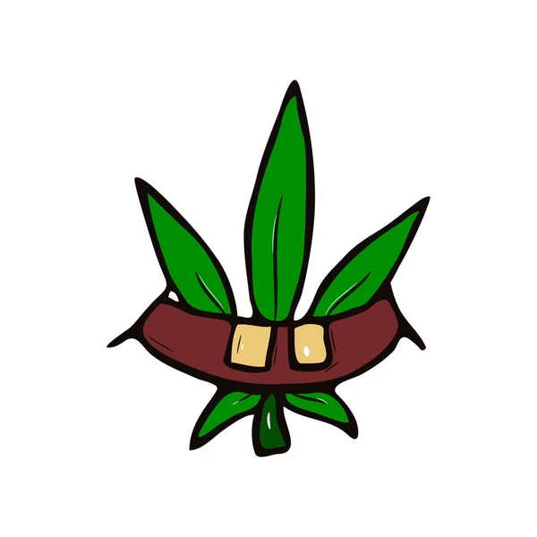 Icône Marijuana Cannabis Souriante Illustration Vectorielle Feuilles Cannabis — Image vectorielle
