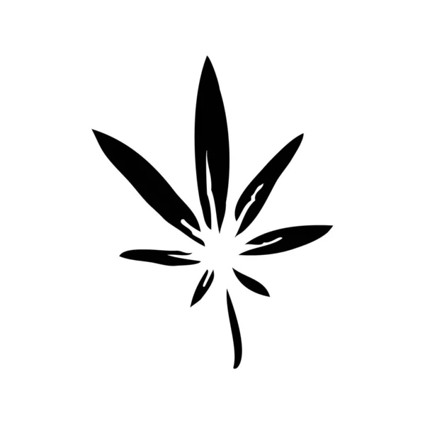 Svart Och Vit Marijuana Eller Cannabis Ikon Cannabis Leaf Vektor — Stock vektor