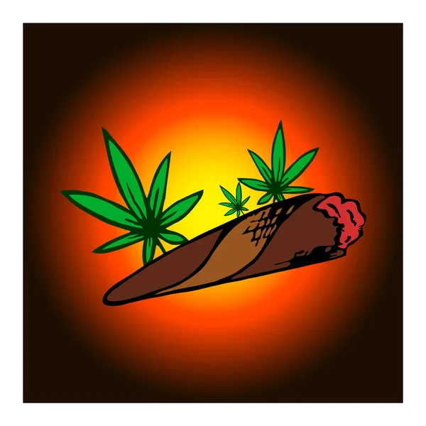 Porro Marihuana Contundente Spliff Marihuana Medicinal Enrollado Cigarrillo — Vector de stock