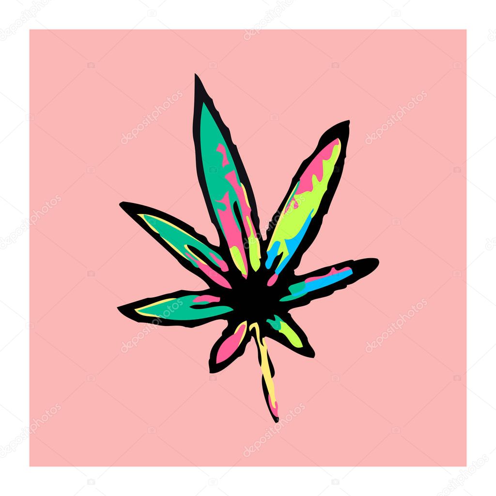 Colored marijuana or cannabis icon. Cannabis leaf vector illustration.