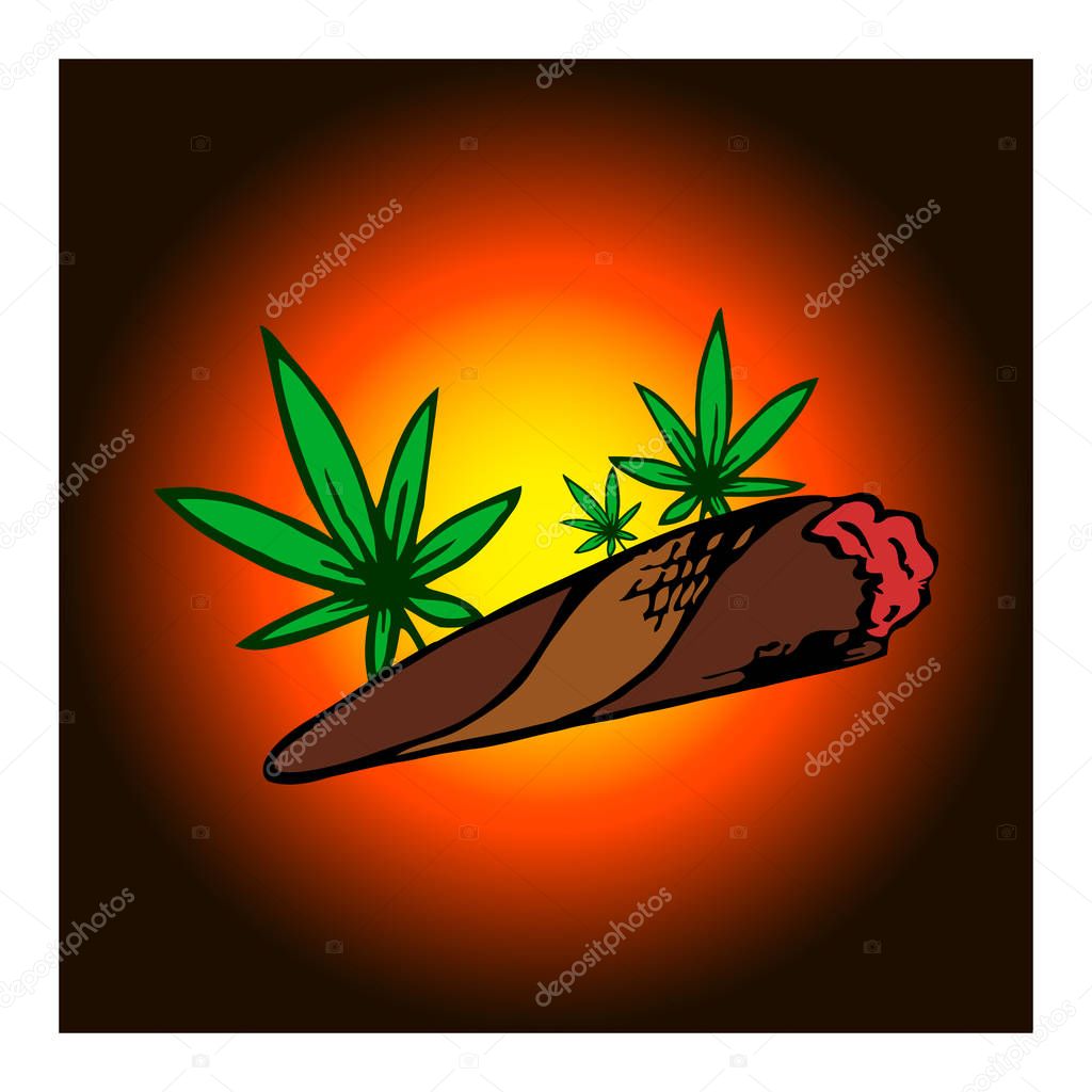 Marijuana joint, blunt or spliff. Medical marijuana rolled cigarette.