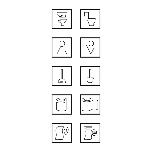 简单的厕所图标集 矢量轮廓卫生图标集 — 图库矢量图片