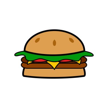 Burger simgesi. Hamburger, hamburger ya da çizburger. Fast food logosu.