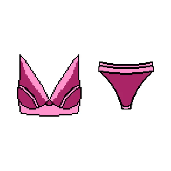 Pixel Icon Set Underwear Clothes Panties Bra Colection Underwear Vector — Stock Vector