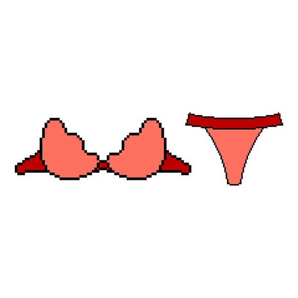 Pixelsymbol Satz Unterwäsche Kleidung Höschen Und Zusammenstellung Von Unterwäsche Vektor — Stockvektor