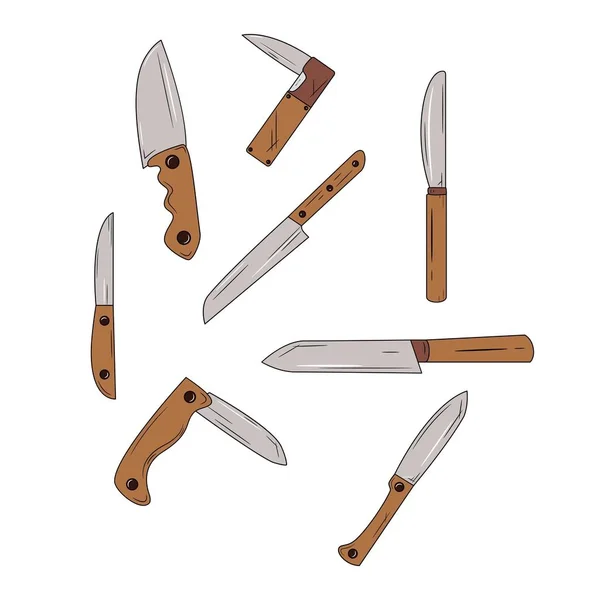 Set Knifes Knife Collection Vector Illustration Icon — Stock Vector