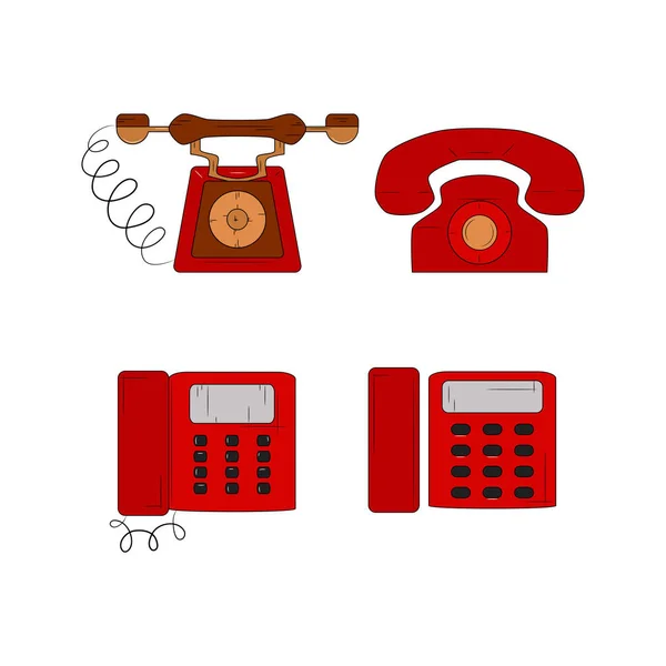 Telefonanschluss Rotes Telefon Auf Weißem Hintergrund Vektorillustration — Stockvektor