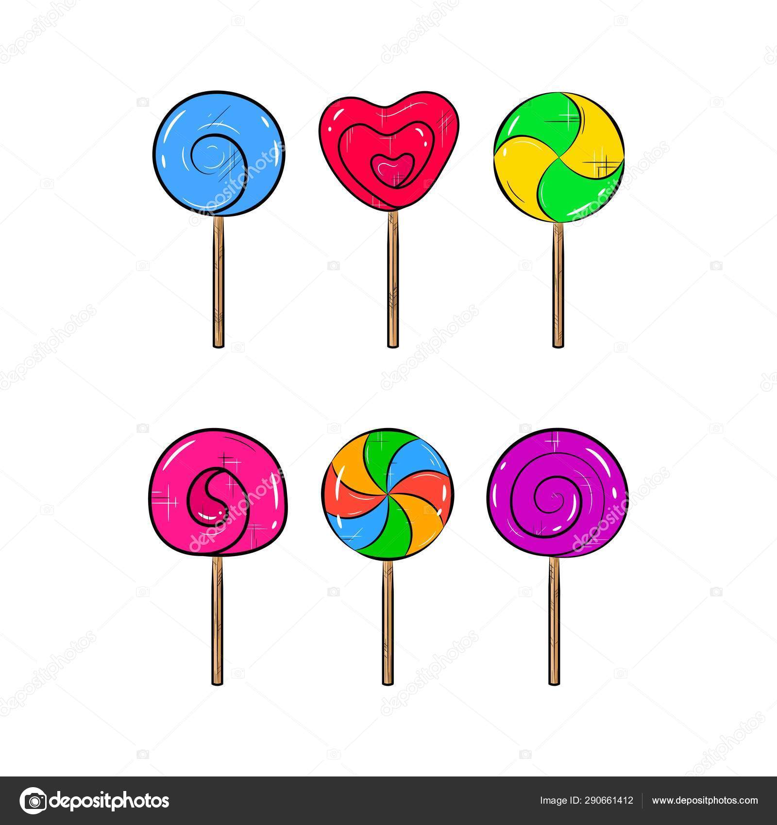 Colorful Lollipop Set Icons Swirl Sweet Lollipops Vector Illustration Vector Image By C Dashashs Vector Stock 290661412