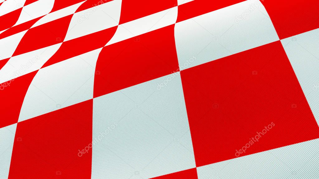 Close up of Croatian red and white check board waving flag 