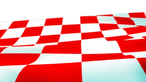 Close Croatian Red White Check Board Waving Flag Stock Picture