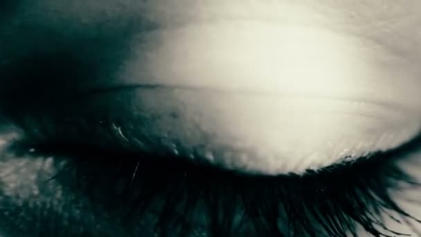 Horror Movie Scene Scary Human Eye Close — Stock Video