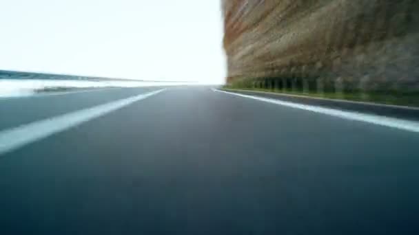 延时驾驶 Pov 运动模糊前进驾驶在克罗地亚亚得里亚海海岸线 — 图库视频影像
