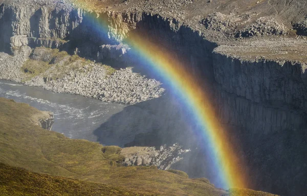 Arcobaleno Nel Canyon Località Cascate Dettifoss Vatnajokull National Park Nel — Foto Stock