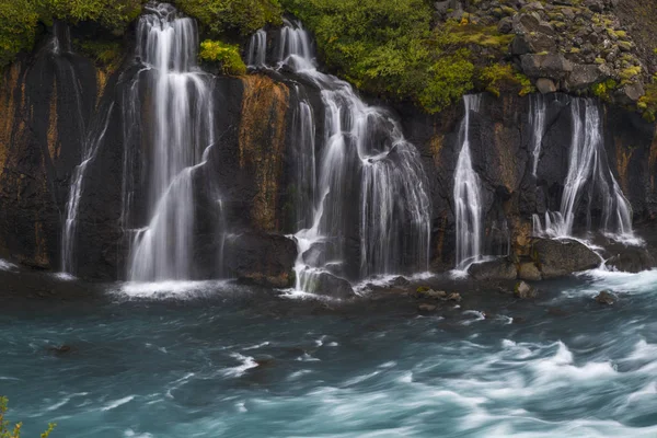 Barnafoss Bjarnafoss Waterfall Flowing Blue River Beautiful Iceland — Stock Photo, Image