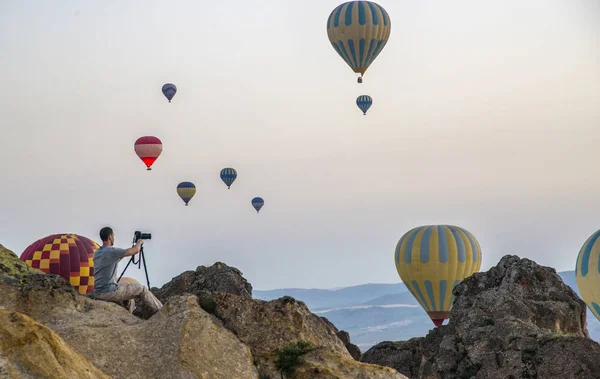 Fotografiar globos en Capadocia — Foto de Stock
