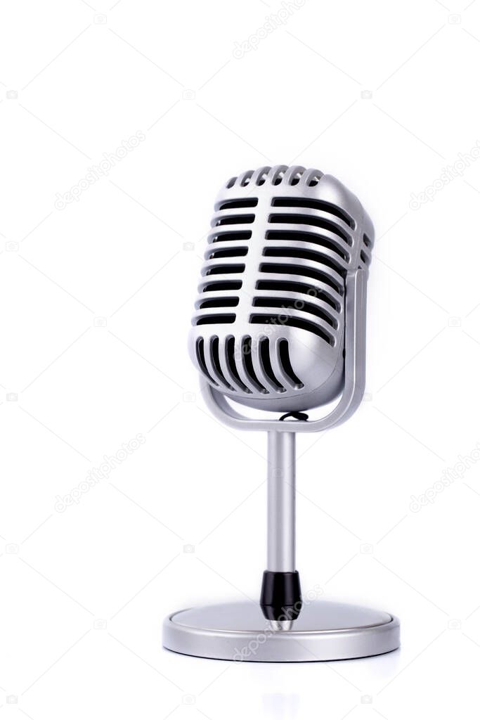 Retro microphone isolated on white background