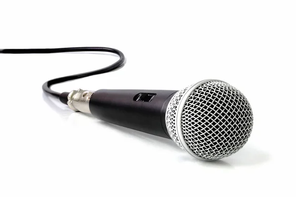 Černý Mikrofon Izolovaný Bílém Pozadí — Stock fotografie