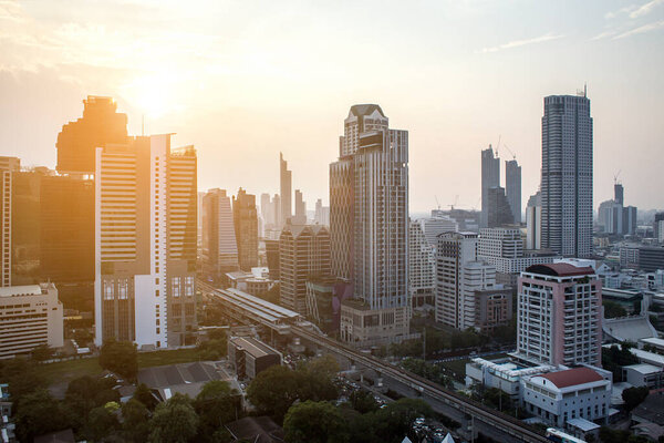 The modern building of Asia Business financial district and commercial in bangkok thailand
