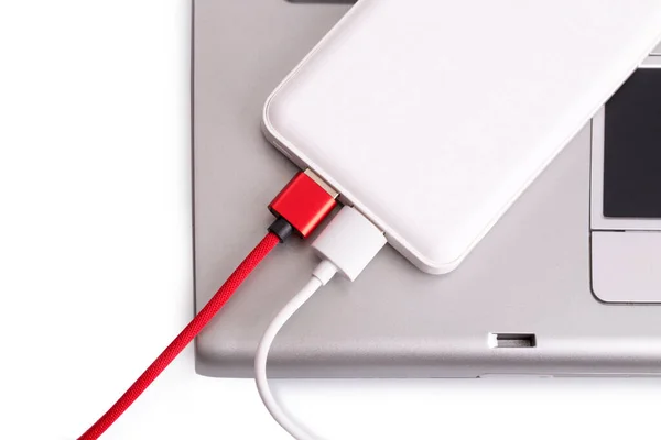 Power Bank Battery Bank Isolated Usb Cable Charging Mobile Devices — Stock Photo, Image
