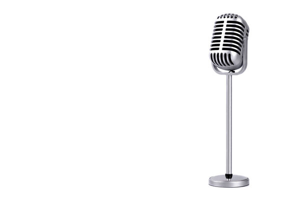 Retro microphone isolated on white background