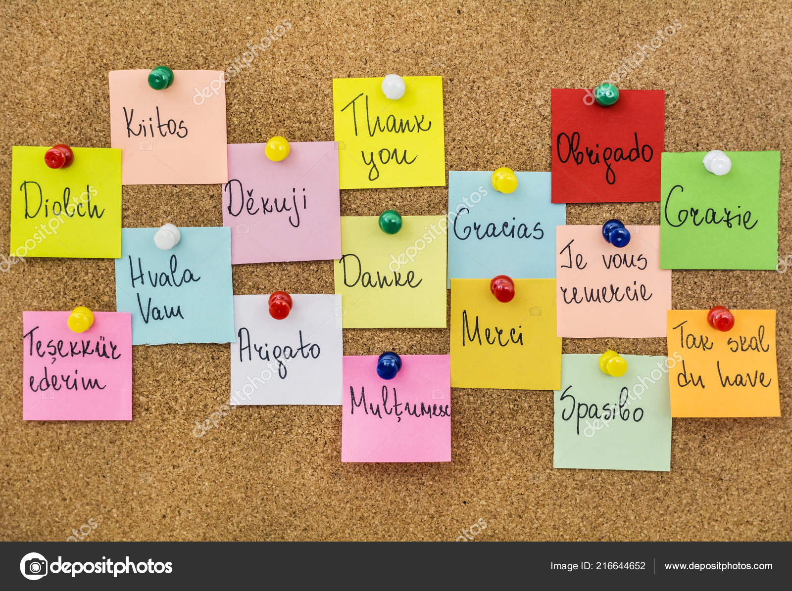 Sticky Note On Cork Board Background And Text Concept Stock Photo