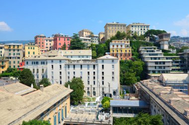 Cenova Tarihi Merkezi Cityscape, Yukarıdan İtalya . Havadan Görünüm