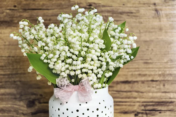 Lily Valley Boeket Vaas Lente Bloemen Achtergrond — Stockfoto