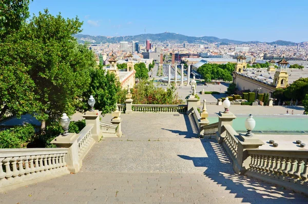 Fontaine Montjuic Sur Plaza Espana Barcelone Espagne Musée National — Photo