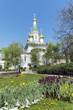 Sofia, Bulgaristan - 10 Nisan: Rus Kilisesi Sofya, Bulgaristan üzerinde 10 Nisan 2017 