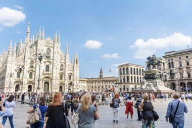 MILAN, ITALY-JUNE 27.2018: Duomo di Milano, Milano Katedrali, Lombardiya, Kuzey İtalya
