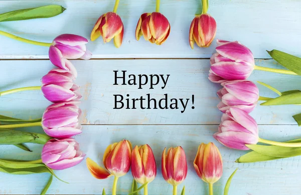 Happy Birthday Message in a Tulips Frame