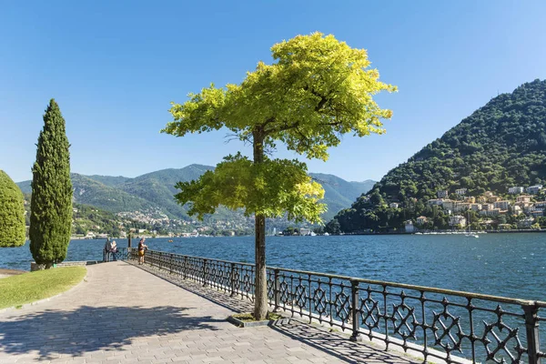 Como Lake Itália Junho 2018 Lago Como Itália Com Árvores — Fotografia de Stock