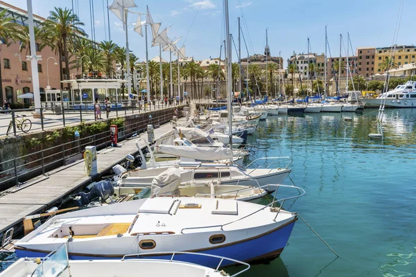 Genoa Italy June 2018 Old Port Genoa Boats City View Stock Picture