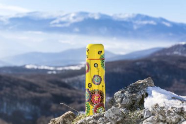 Metal termos kış dağ sıcak çay İçecek